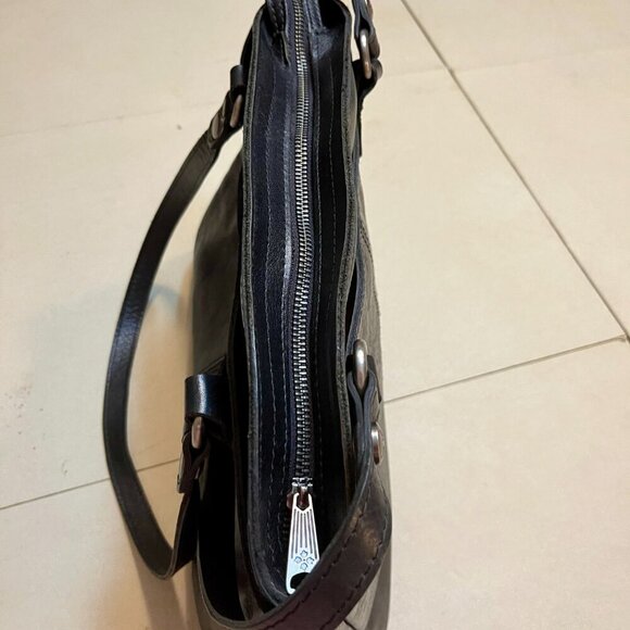 Patricia Nash Purse Tote  Shoulder Bag Black Leather  Embossed Map - Picture 4 of 8